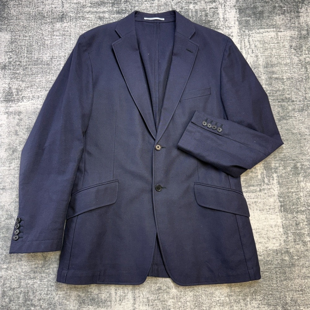 Hackett London Blazer Jacket Mens 42R Navy Blue Cotton Sport Coat Surgeon Cuff